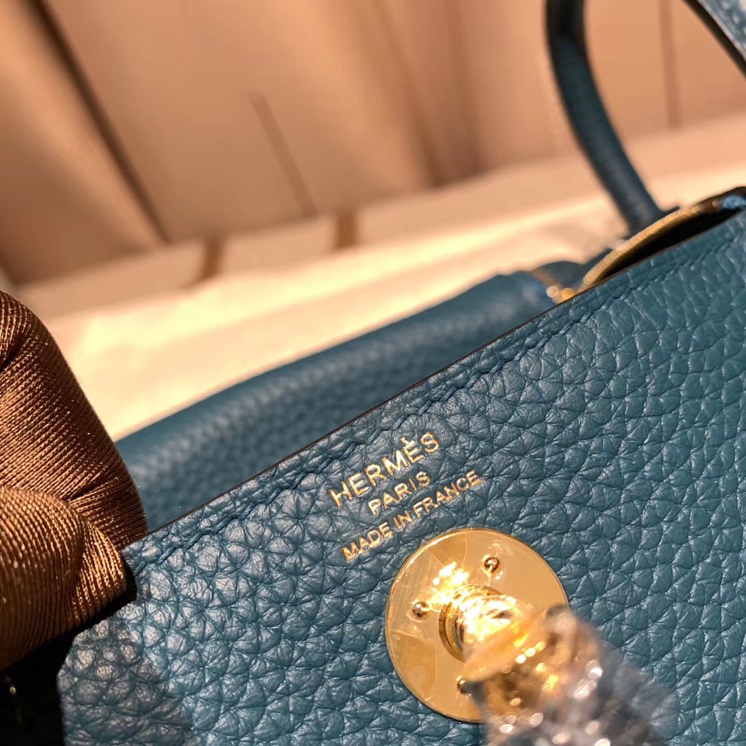 에르메스 미니 린디백19 블루드프루스 금장 끌레망스 가죽